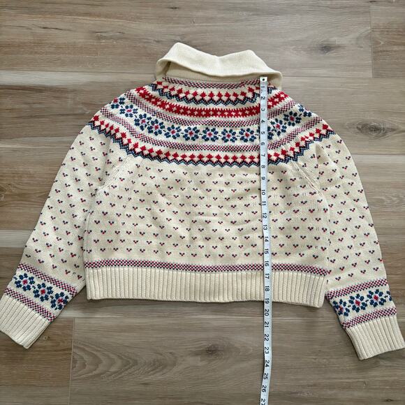 THE GREAT Mini Collar Cardigan Cream Floral Fairisle 2 - Picture 7 of 11